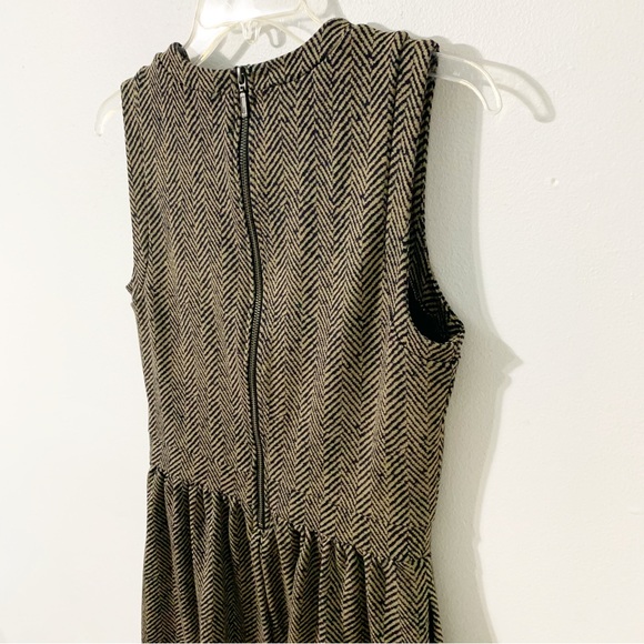 J. Crew Factory Style 06624 Sleeveless Ponte Knit  Dress Taupe Black Herringbone - Picture 7 of 12